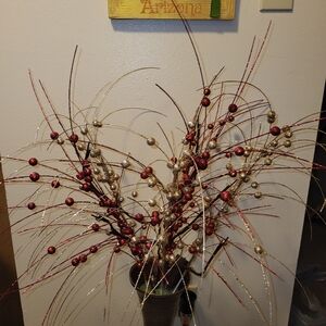 Festive Red and Gold Decorative Branches